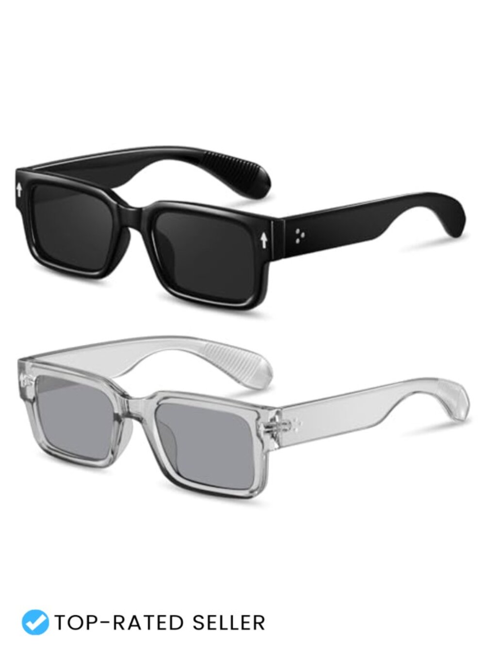 Chunky Square Frame Sunglasses Unisex UV400 Protection Retro Rectangle Shades
